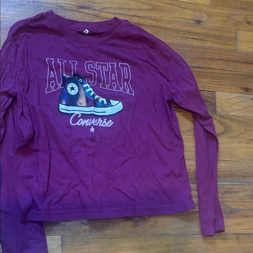 Converse Kids All Star Burgundy Long Sleeve Tee